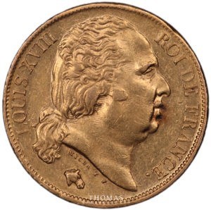 20 francs or Louis xviii 1824 A Paris avers