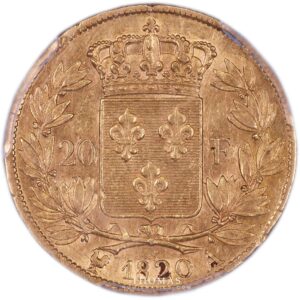 gold 20 francs or louis xviii no horsehead 1820 A Paris reverse