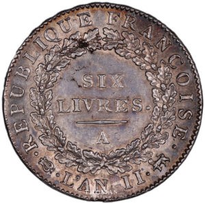 6 livres avers convention 1793 A