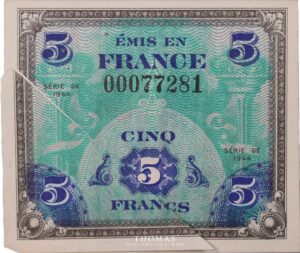 Banknote treasure 5 francs obverse-2