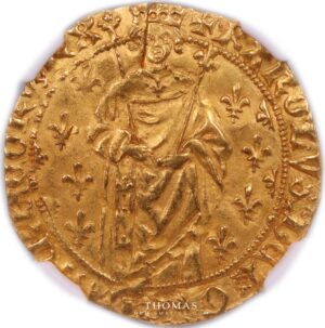 charles vii gold royal dor poitiers ngc ms 63 obverse