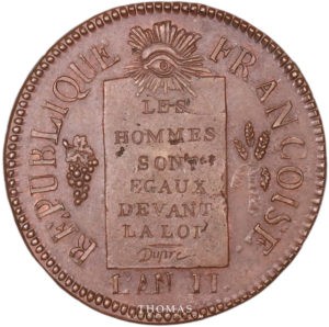 Monnaie royale de la convention 1 sol 1793 AA pour Metz refrappe avers
