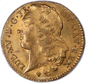 gold Double louis d'or au bandeau The Treasure of Rue Mouffetard 1748 BB obverse