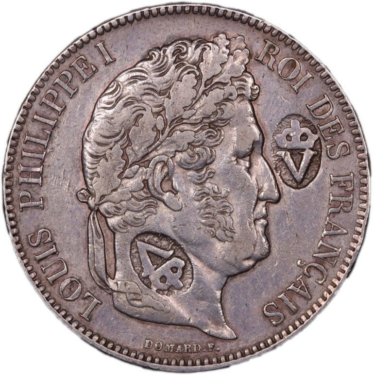 Louis phillippe I 5 francs obverse countermarked vendéenne