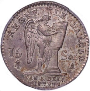 Louis xvi 15 sols 1791 A Paris revers