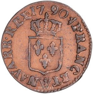 Louis XVI liard 1790 W reverse