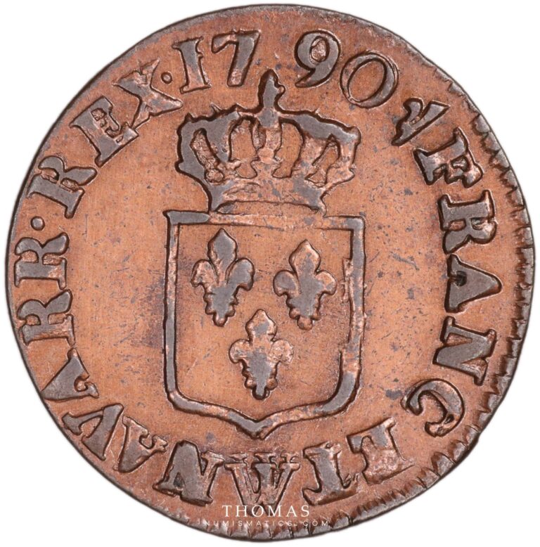 Louis XVI liard 1790 W reverse