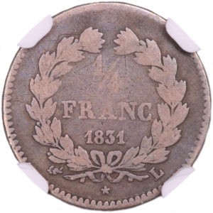 revers louis philippe quart de franc 1831 L Bayonne