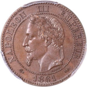 avers 2 centimes 1861 essai napoleon uniface avers