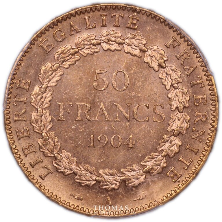 Genie - 50 Francs or - Treasure Rive d'or Collection - PCGS MS 62 reverse