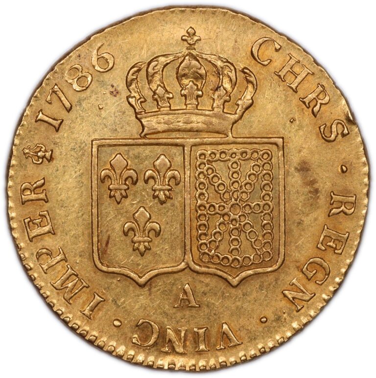 french royal gold Double louis XVI 1786 A paris reverse -2