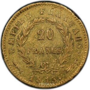 gold 20 francs or 1813 utrecht reverse