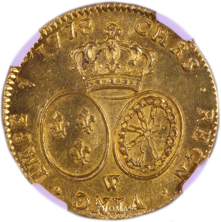Monnaie Louis xvi Double louis or habille 1778 W revers NGC MS 63