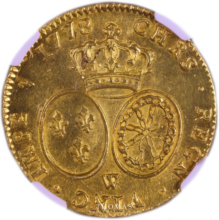 coin gold Louis xvi Double louis or habille 1778 W reverse NGC MS 63