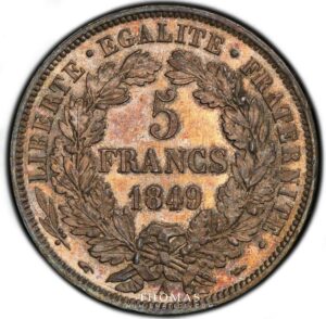 5 francs ceres reverse 1849 A pcgs ms65