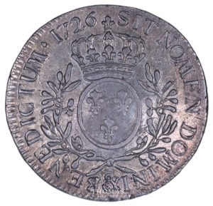 monnaie-louis-xv-ecu-1726-aix-revers george sobin