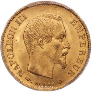 10 francs or 1859 A paris pcgs ms 65 napoleon avers