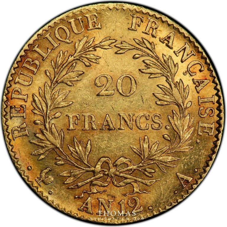 20 francs gold or an 12 A PCGS AU 58 plus reverse