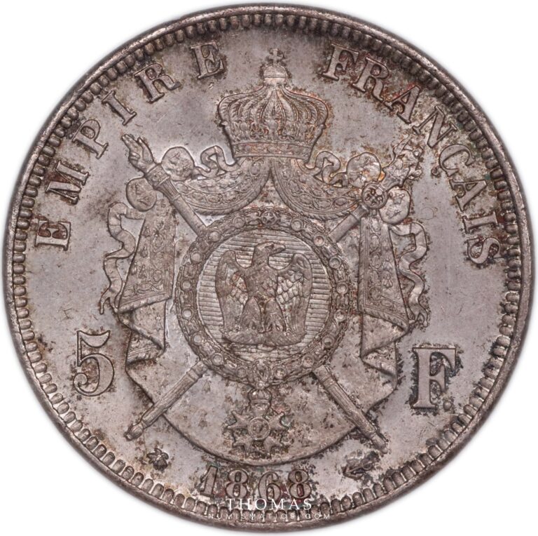 5 francs napoleon 1868 A NGC MS 65 reverse