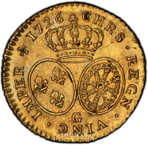 half louis gold or aux lunettes 1726 G Treasure of Rue Mouffetard - PCGS MS 63 reverse