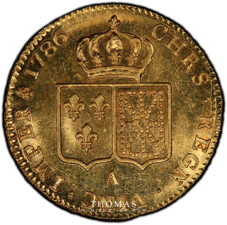 Double louis xvi or 1786 A trésor vendée PCGS MS 62 revers