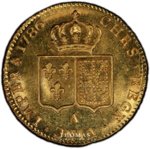 Double louis xvi gold or 1786 A treasure vendee PCGS MS 62