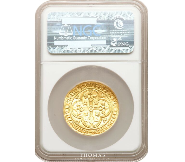 ecu or gold chaise ngc ms 63 philippe VI certification reverse