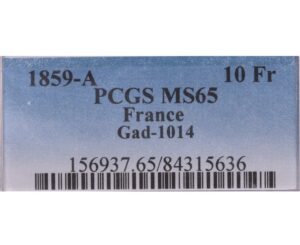 tag pcgs 10 francs or 1859 A paris pcgs ms 65