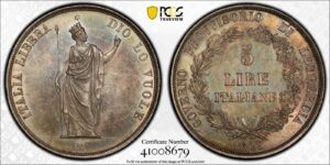 Italy 5 lire milan PCGS MS 61