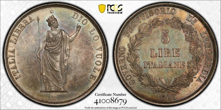 Italie 5 lire milan PCGS MS 61