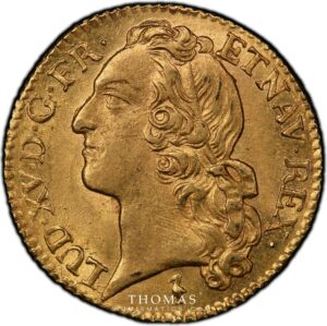 louis or gold bandeau 1744 W PCGS MS 63 Mouffetard Treasure obverse