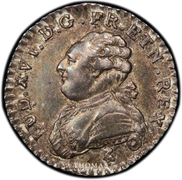 Avers de pièce Louis xvi de 1/20 d'écu au buste fort 1783 second semestre A Paris PCGS MS 62