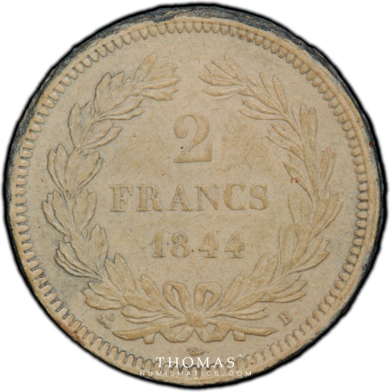 2 francs louis philippe I 1844 B revers PCGS SP 62