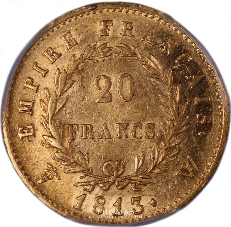 20 francs or gold 1813 W PCGS AU 55 reverse