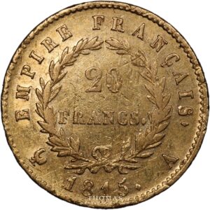 20 francs gold or 1815 A hundred days reverse