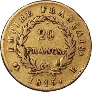 20 francs gold or 1815 L hundred days reverse