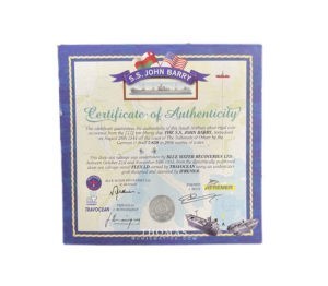 certificat naufrage John Barry