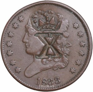 token half cent countermarked obverse