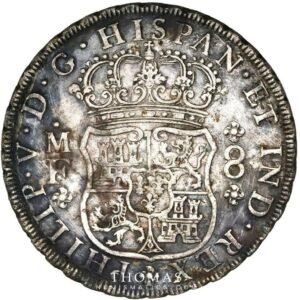 Mexico 8 reales 1735 MF philippe V shipwreck Rooswijk avers