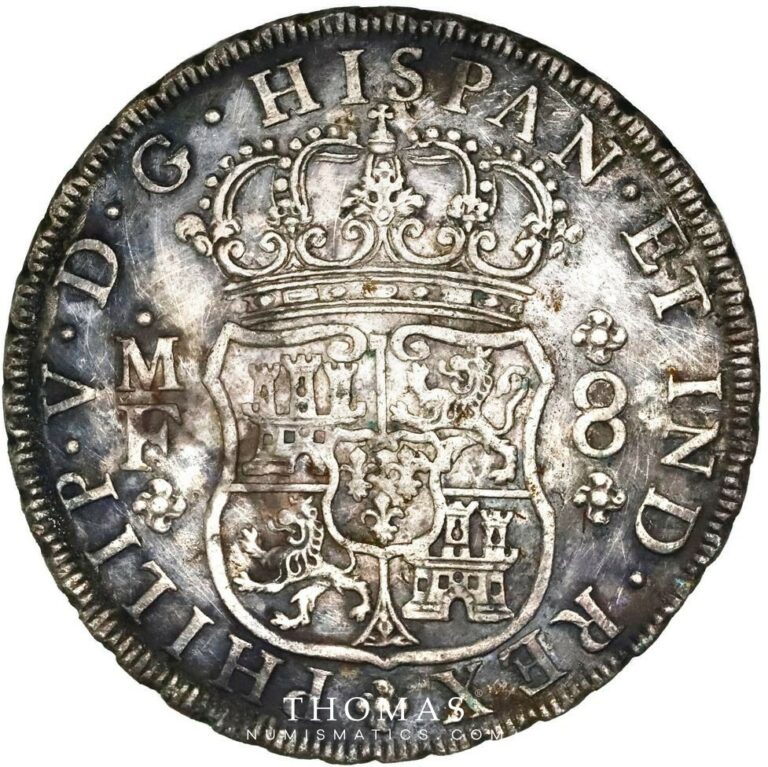 Mexico 8 reales 1735 MF philippe V shipwreck Rooswijk obverse