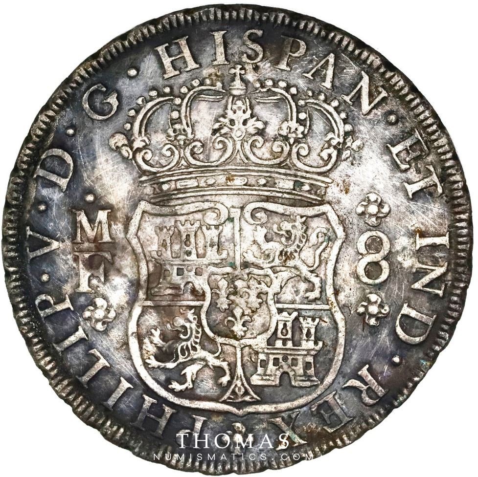 Mexico 8 reales 1735 MF philippe V shipwreck Rooswijk avers