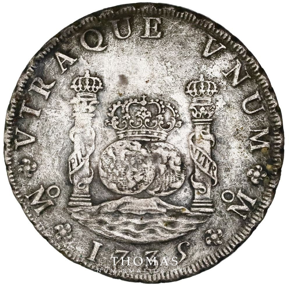 Mexico 8 reales 1735 MF philippe V shipwreck Rooswijk revers