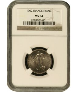 1 franc semeuse 1902 obverse PCGS MS 64