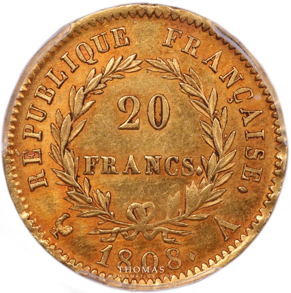 20 francs or 1808 A PCGS MS 62 revers