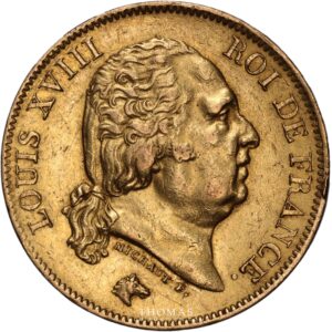 40 f or gold louis xviii obverse 1818 A