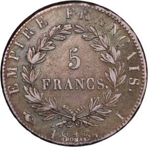 5 francs napoleon 1815 I reverse