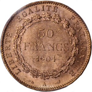 50 francs or modernes francaises 1904 A Collection rive dor revers