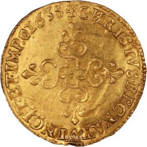 ecu gold or 1635 amiens louis xiii reverse