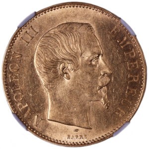 ngc MS 61 - 100 francs or 1855 A - cert 2785335-003 avers