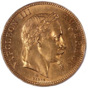 PCGS 1862 A AU 58 - gold 100 francs or - cert 33733180 obverse